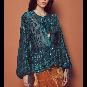 For Love and Lemons Jadore Emerald Top XS